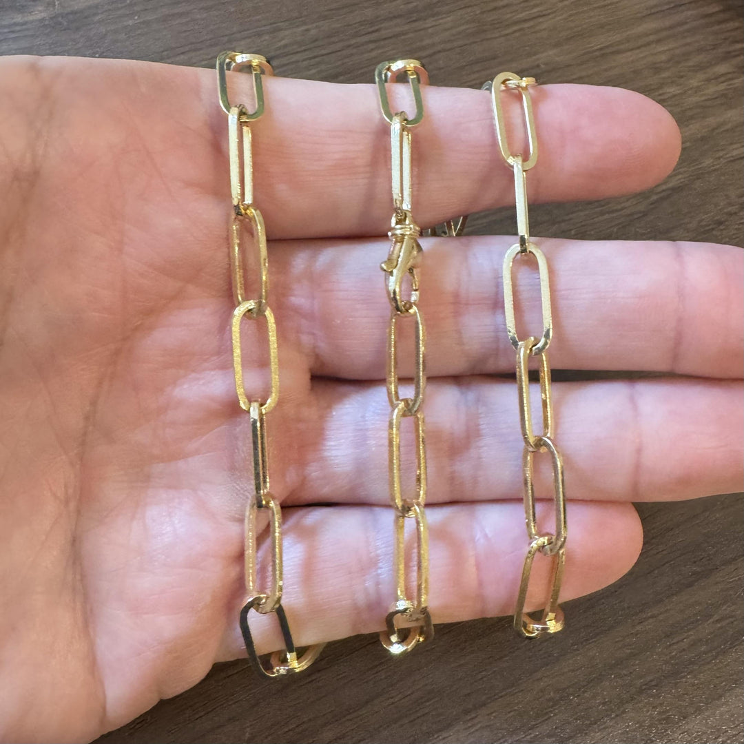 14k Yellow Gold 33g Solid Heavy 6.5mm Paperclip Link Chain Necklace 24"