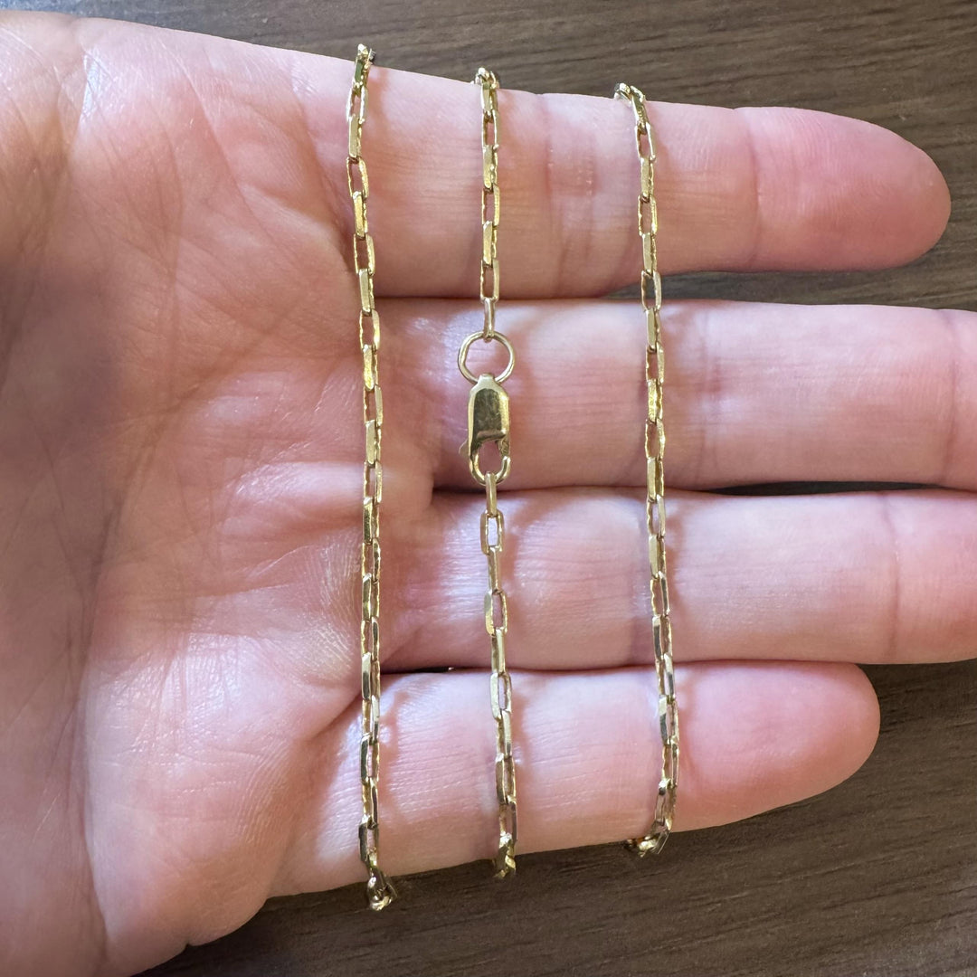 14k Yellow Gold 11g Solid Thin 2.5mm Rectangle Cable Link Chain Necklace 26"