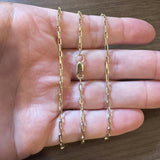 14k Yellow Gold 11g Solid Thin 2.5mm Rectangle Cable Link Chain Necklace 26"