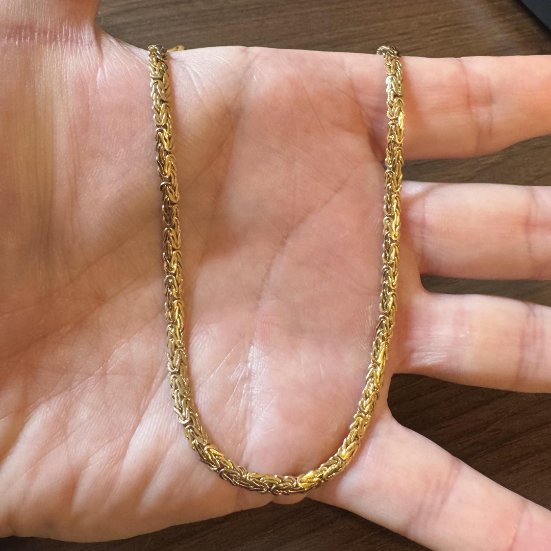14k Yellow Gold 9g Ladies 3.5mm Byzantine Link Chain Necklace Italy 22"
