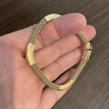 14k Yellow Gold 17g Ladies Fancy Popcorn Link Bar Flex Bangle Bracelet Italy 8"
