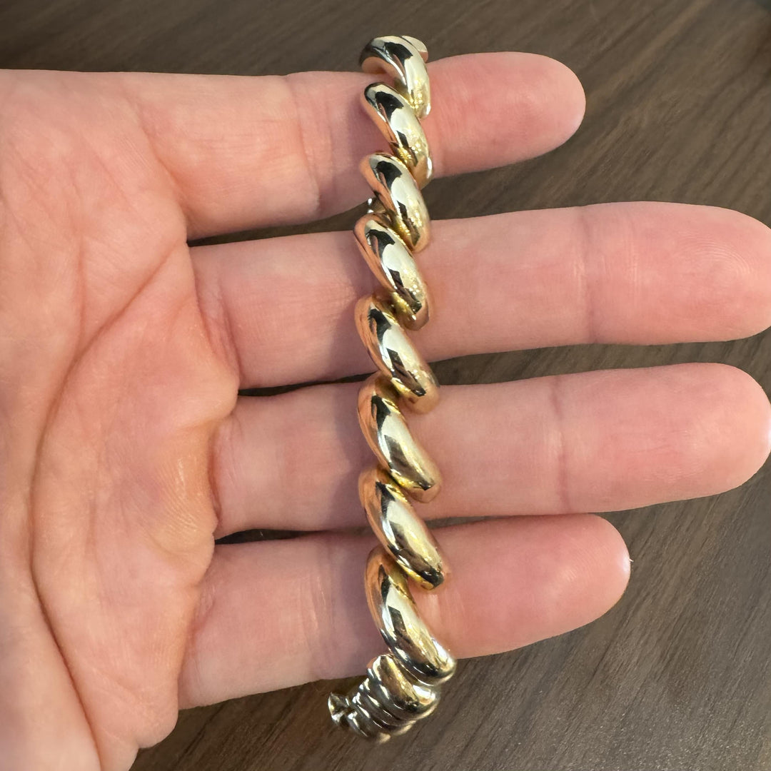 14k Yellow Gold 31g Heavy Polished 11mm San Marco Link Bracelet Italy 8.25"
