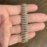 10k Yellow Gold and 3cttw Diamond Fancy Marquise Link Bracelet 7"