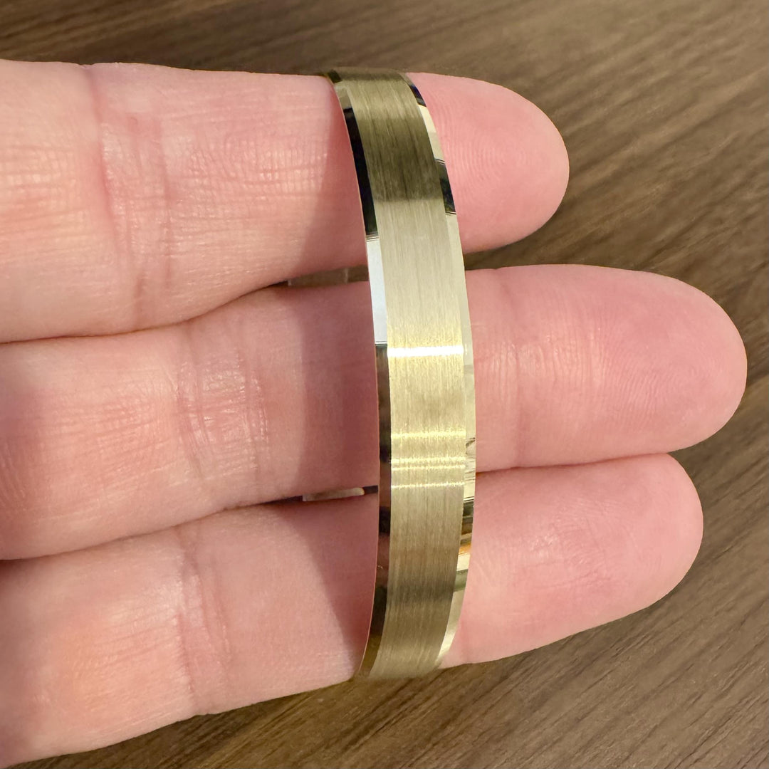 14k Yellow Gold 10.5g Solid Satin Finish 8mm Flex Cuff Bracelet 7"