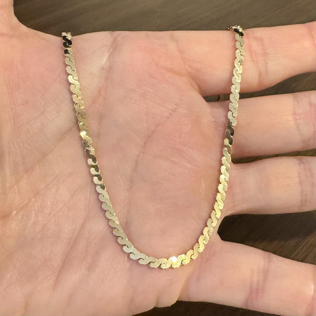 14k Yellow Gold 21g Solid Heavy 3.5mm Thick Serpentine Link Necklace Italy 20"