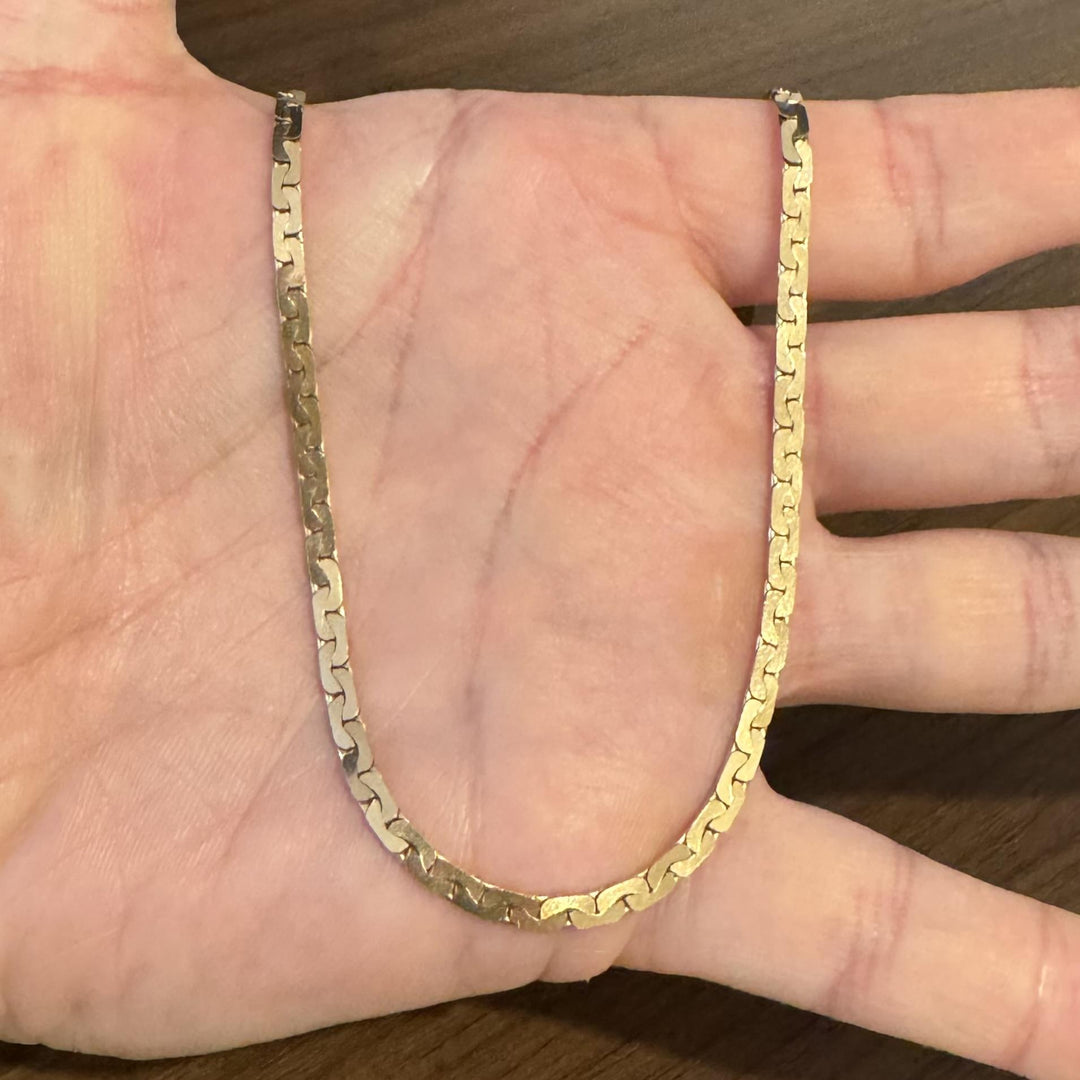 14k Yellow Gold 19.4g Solid Vintage 3.5mm Thick Cobra C Link Chain Necklace 18"