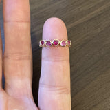 14k Yellow Gold and Multi Gemstone Heart Band Ring Size 4