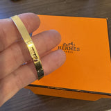 Hermes 18k Rose Gold and Diamond Kelly Bangle Bracelet Size Large