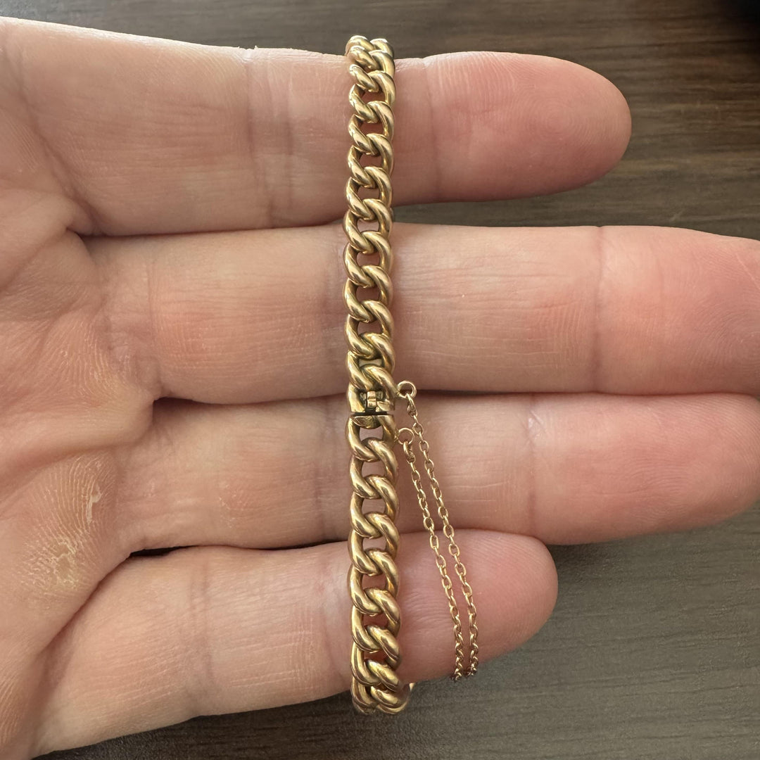 18k Yellow Gold 12.6g Solid Vintage 6mm Ladies Curb Link Bracelet 7"