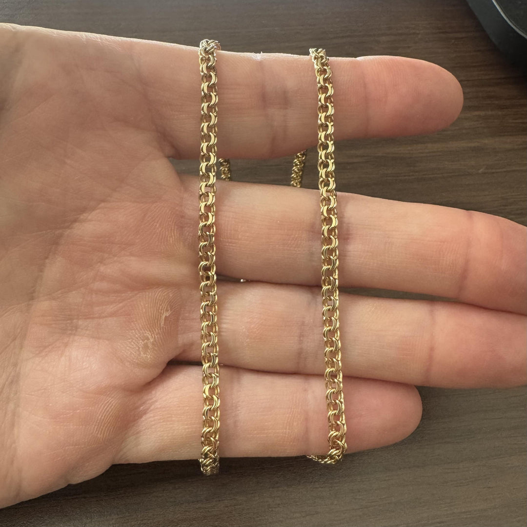 18k Yellow Gold 16g Solid 4mm Double Curb Link Chain Necklace 24"