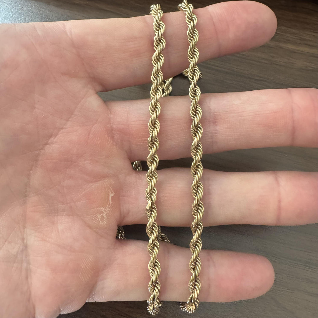 14k Yellow Gold 34.4g Solid Heavy Vintage 4.5mm Rope Chain Necklace 24"