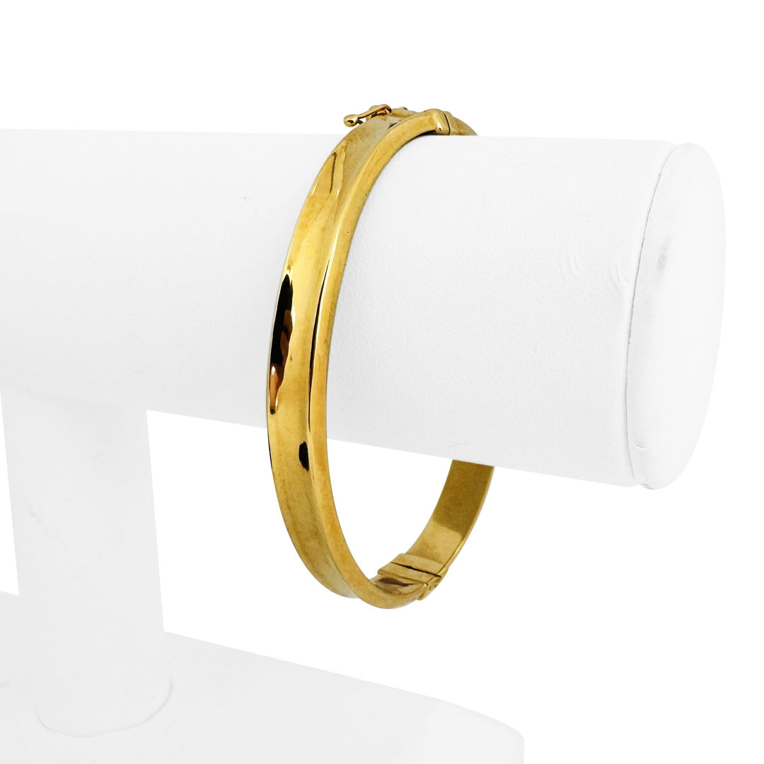 18k Yellow Gold 11.2g Hollow Polished 7.5mm Concave Bangle Bracelet 7"