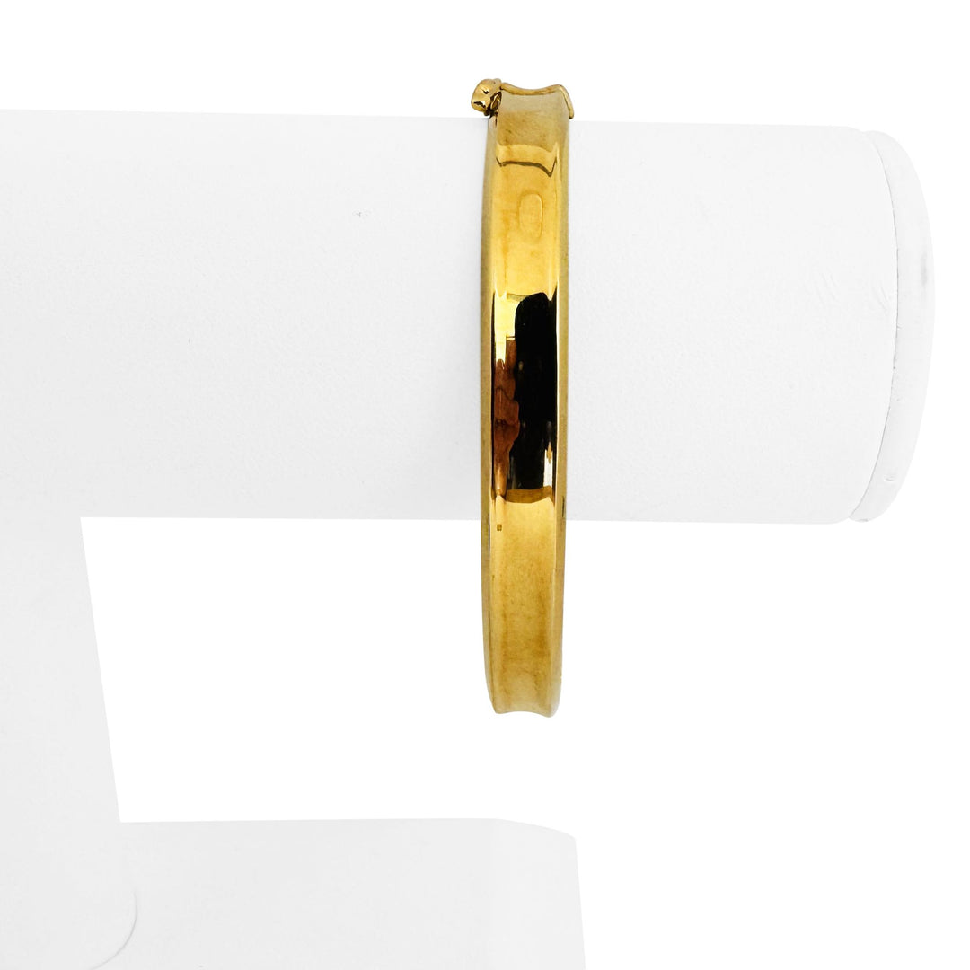 18k Yellow Gold 11.2g Hollow Polished 7.5mm Concave Bangle Bracelet 7"