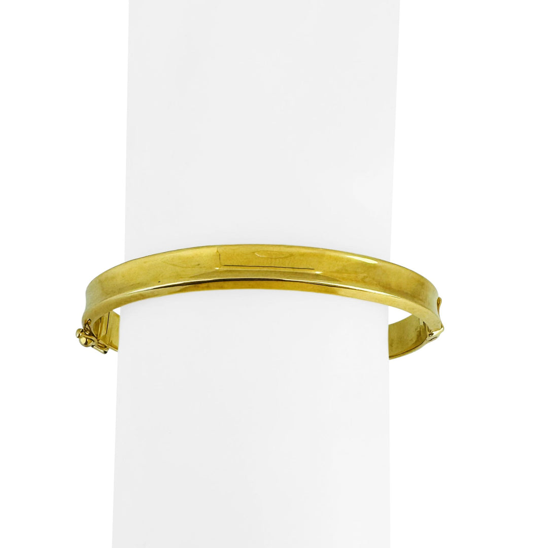 18k Yellow Gold 11.2g Hollow Polished 7.5mm Concave Bangle Bracelet 7"