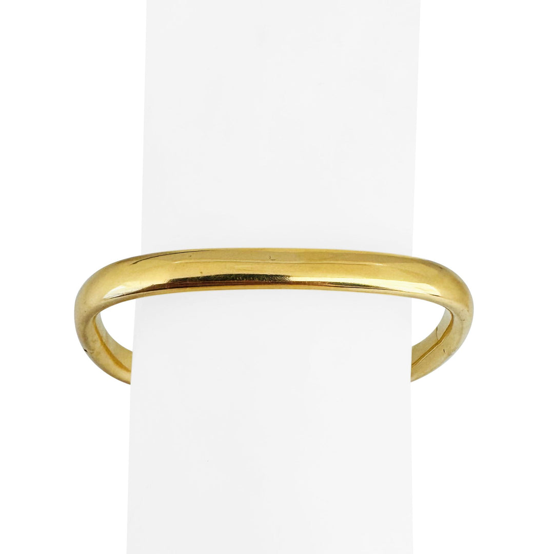 18k Yellow Gold 22g Heavy Vintage 7.5mm Squared Bangle Bracelet Italy 7"