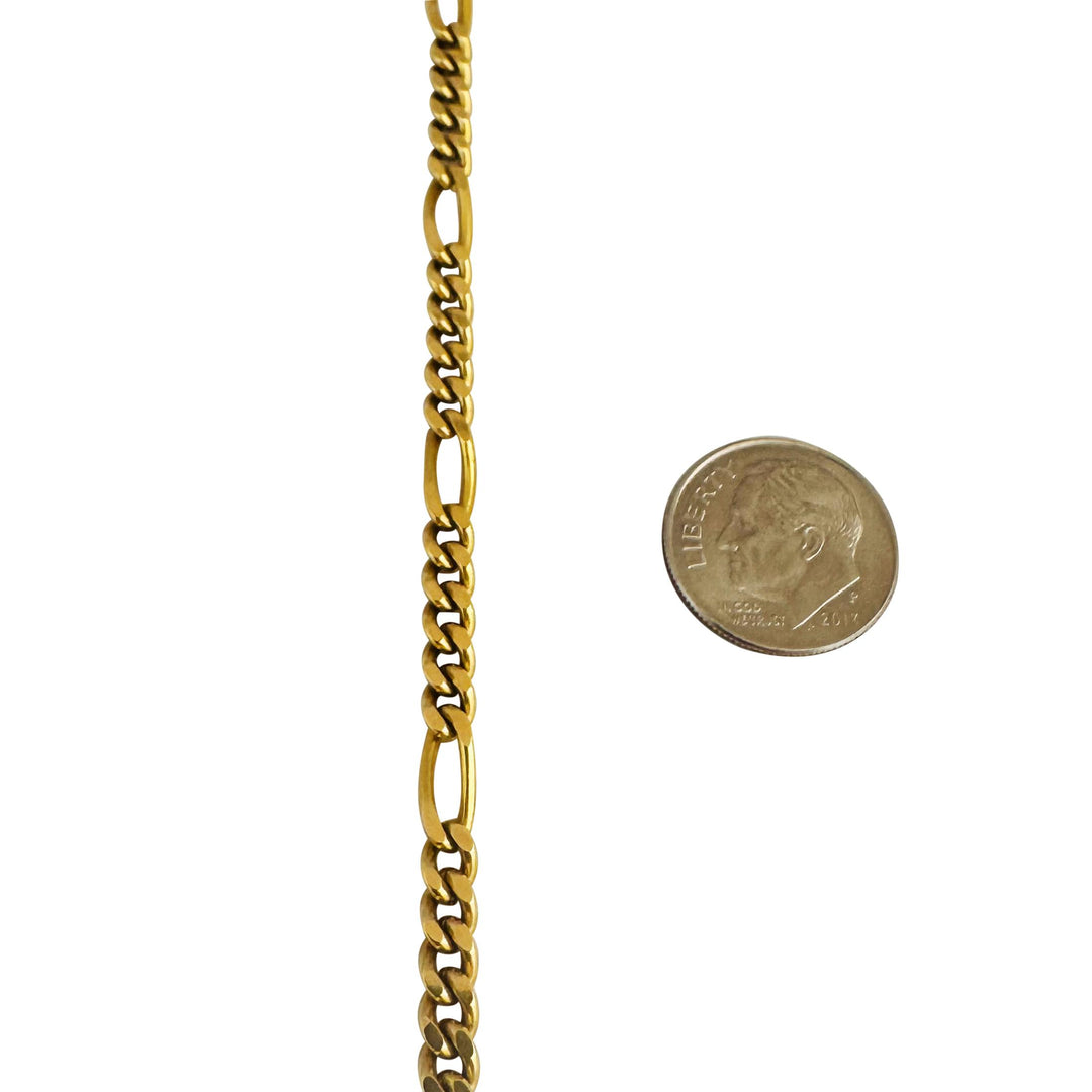 18k Yellow Gold 23.4g Solid Vintage 4.2mm Figaro Link Chain Necklace Italy 16"
