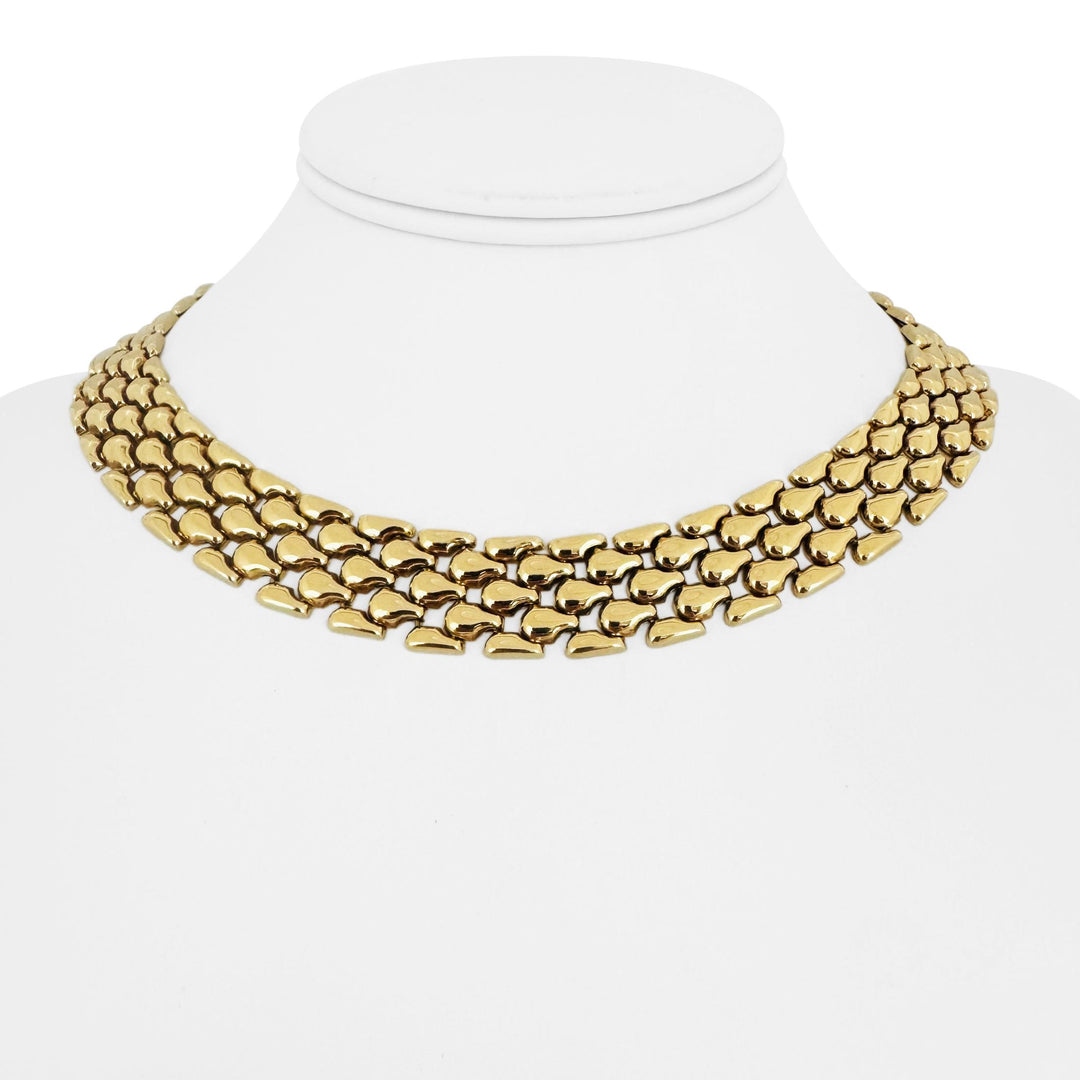 14k Yellow Gold 55g Heavy Ladies 16mm Tear Drop Panther Necklace Italy 16.5"