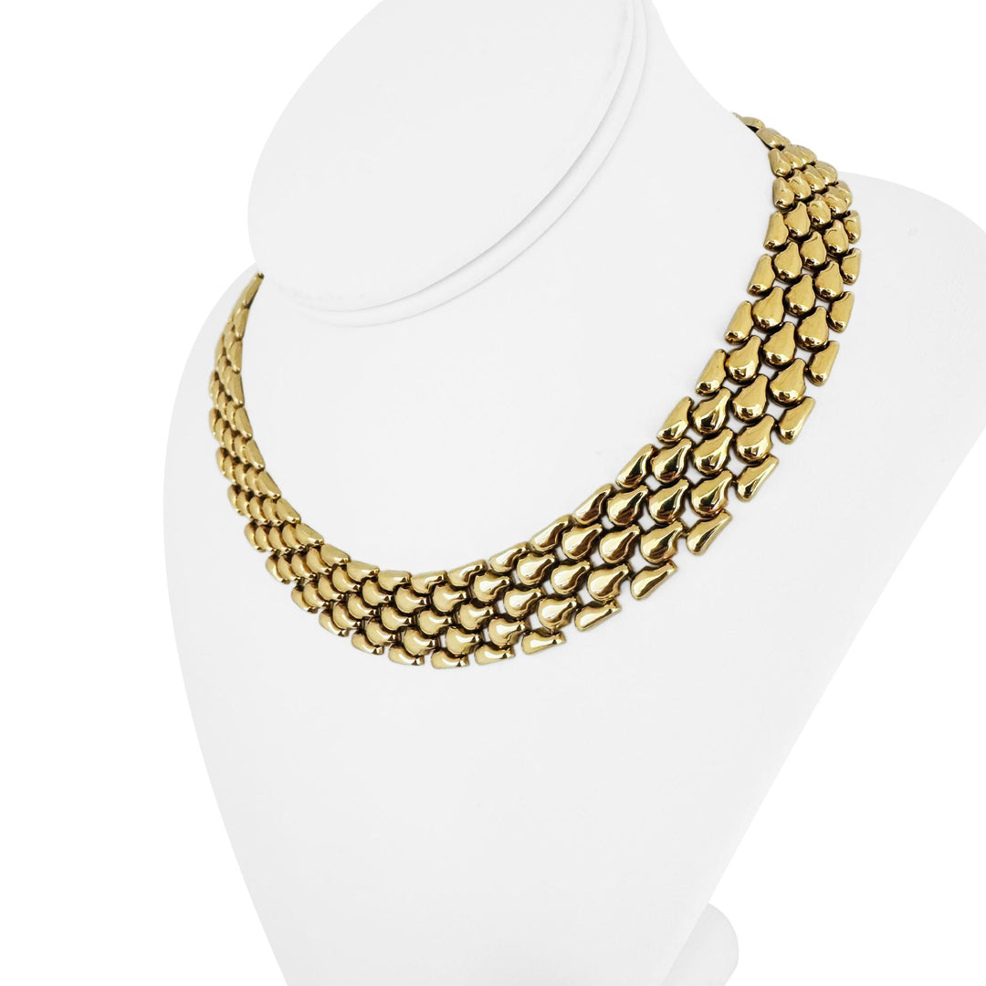 14k Yellow Gold 55g Heavy Ladies 16mm Tear Drop Panther Necklace Italy 16.5"