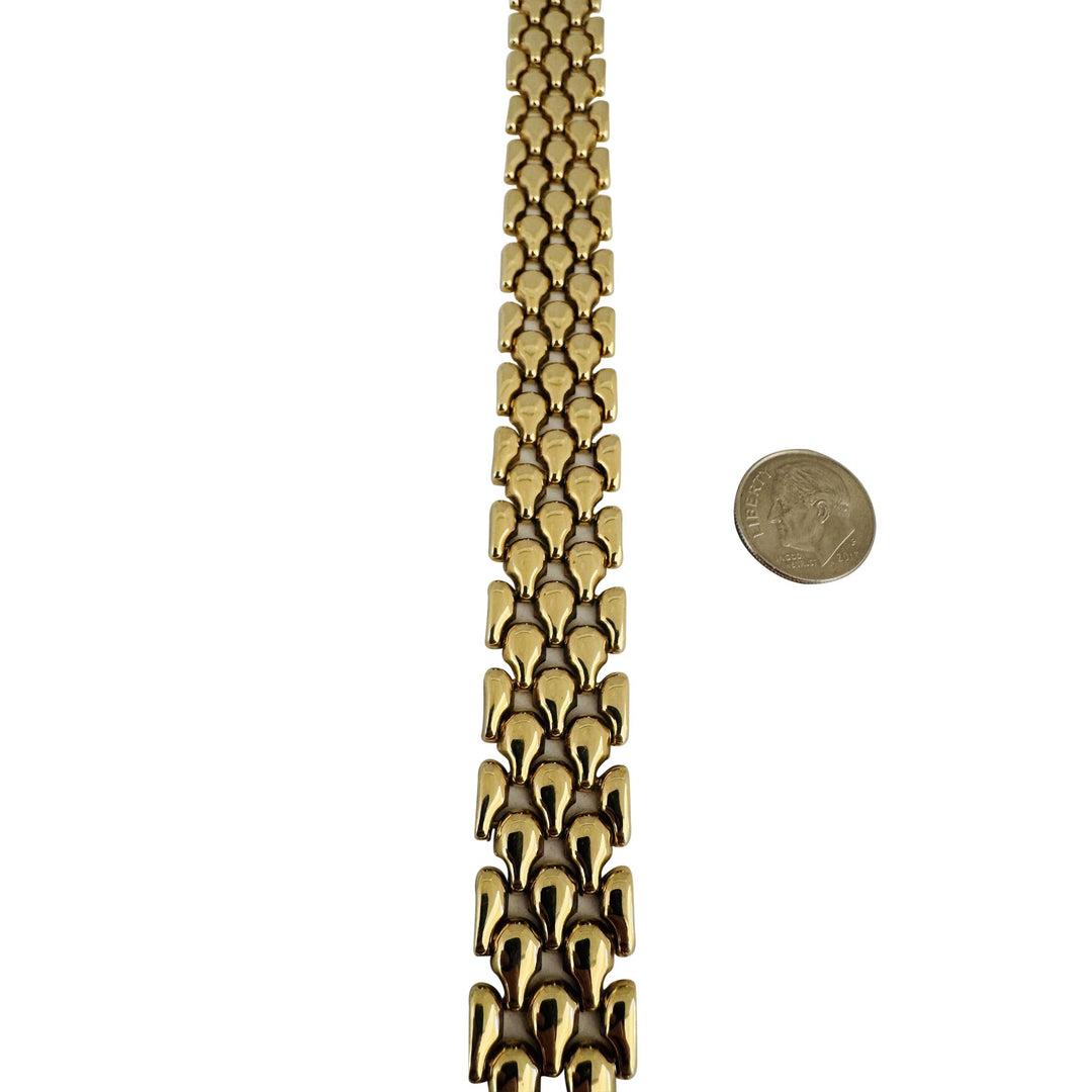 14k Yellow Gold 55g Heavy Ladies 16mm Tear Drop Panther Necklace Italy 16.5"