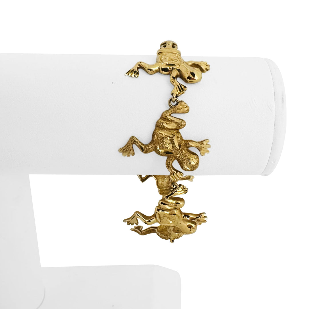 14k Yellow Gold 19.8g Solid Diamond Cut 26mm Frog Link Bracelet 7"