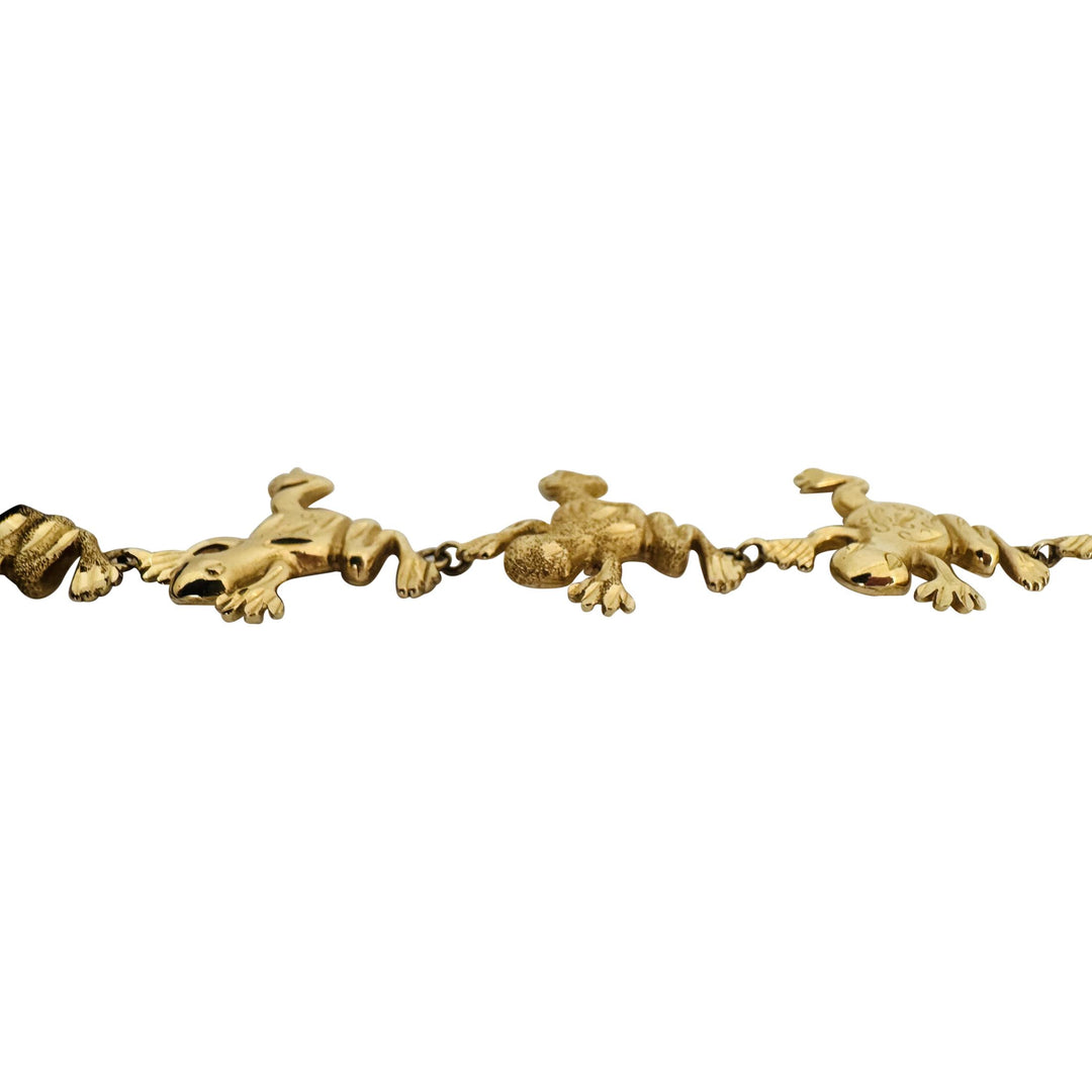 14k Yellow Gold 19.8g Solid Diamond Cut 26mm Frog Link Bracelet 7"
