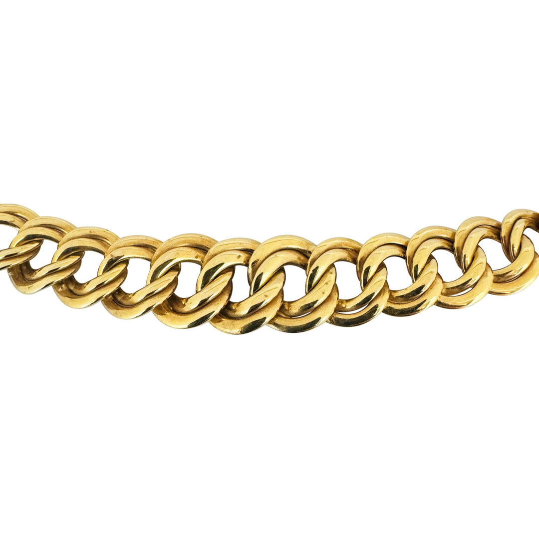 14k Yellow Gold 27g Thick Graduated Double Curb Link Necklace Italy 17.5"