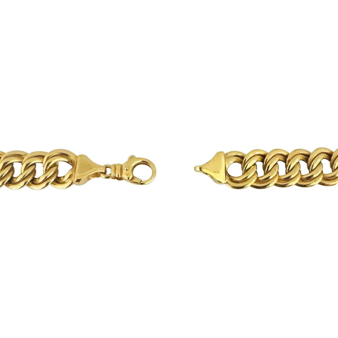 14k Yellow Gold 27g Thick Graduated Double Curb Link Necklace Italy 17.5"