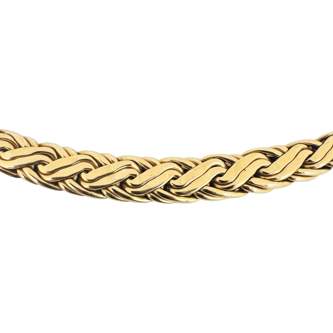 14k Yellow Gold 26g Solid Graduated Flattened Wheat Link Necklace 17"