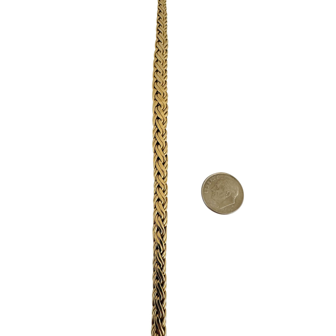 14k Yellow Gold 26g Solid Graduated Flattened Wheat Link Necklace 17"