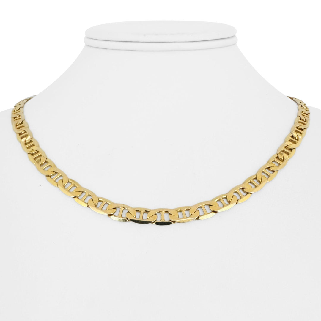 14k Yellow Gold 29g Solid Heavy 6.5mm Mariner Link Chain Necklace Italy 18"
