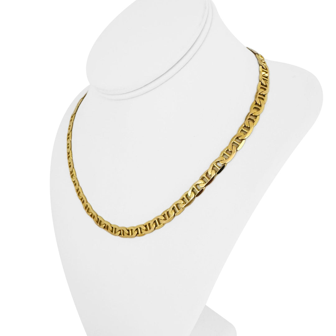 14k Yellow Gold 29g Solid Heavy 6.5mm Mariner Link Chain Necklace Italy 18"