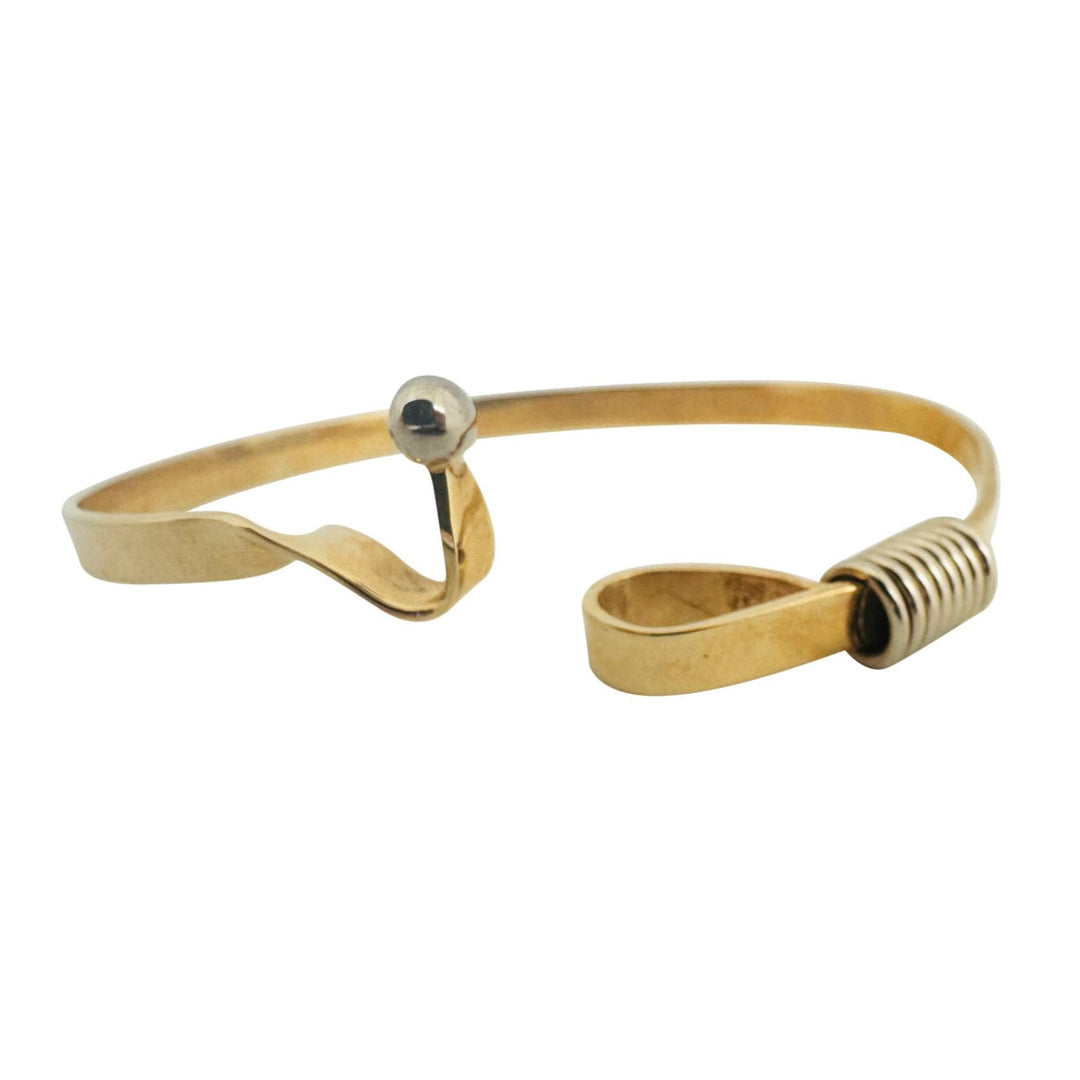 14k Yellow Gold 17.4g Solid Flex Hook Bangle Bracelet 7"