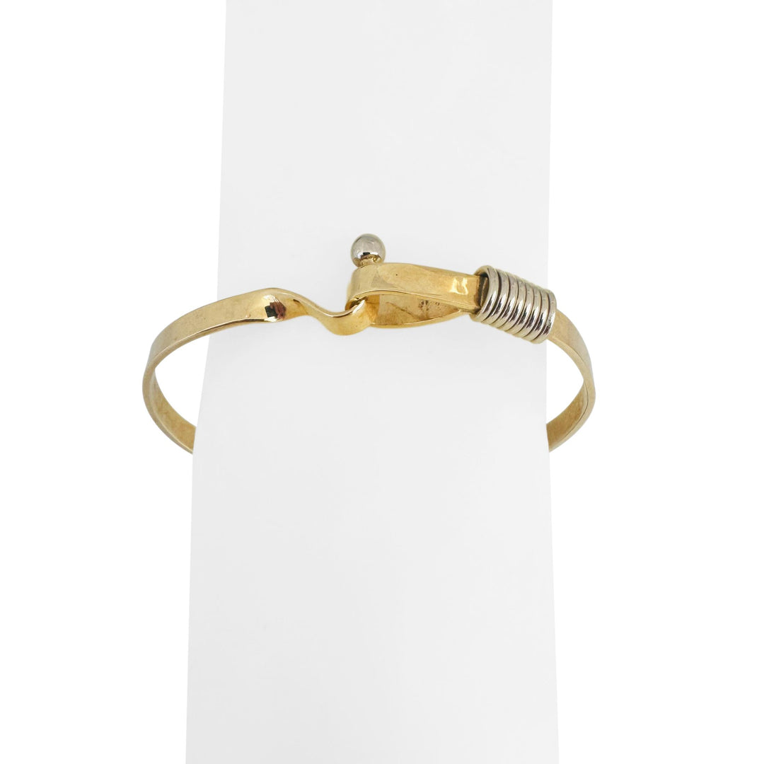 14k Yellow Gold 17.4g Solid Flex Hook Bangle Bracelet 7"