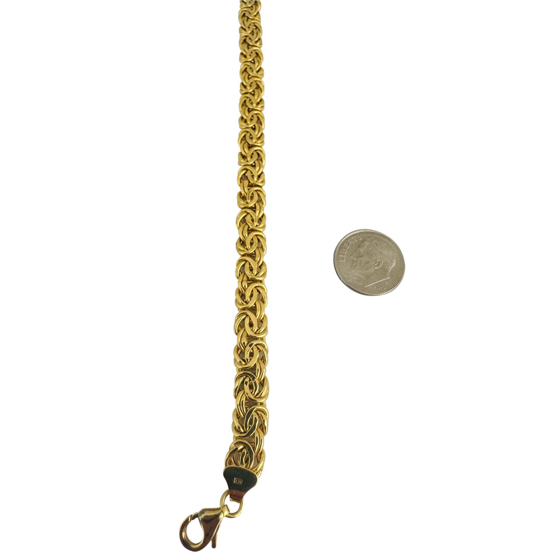 14k Yellow Gold 5.9g Light Hollow 8mm Byzantine Link Bracelet Italy 7"