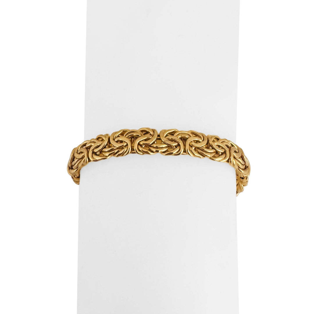 14k Yellow Gold 5.9g Light Hollow 8mm Byzantine Link Bracelet Italy 7"