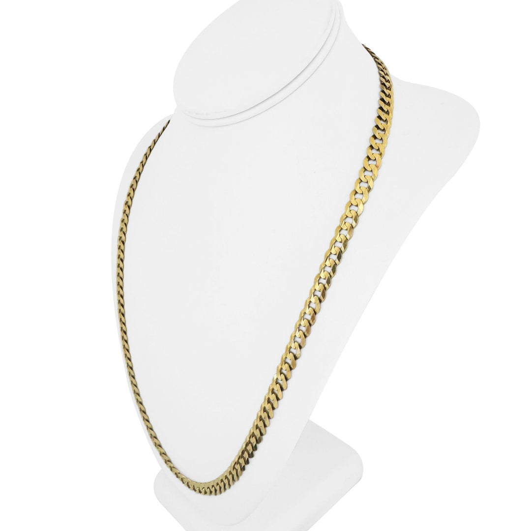 14k Yellow Gold 33.4g Solid Flat 7mm Curb Link Chain Necklace Italy 24"