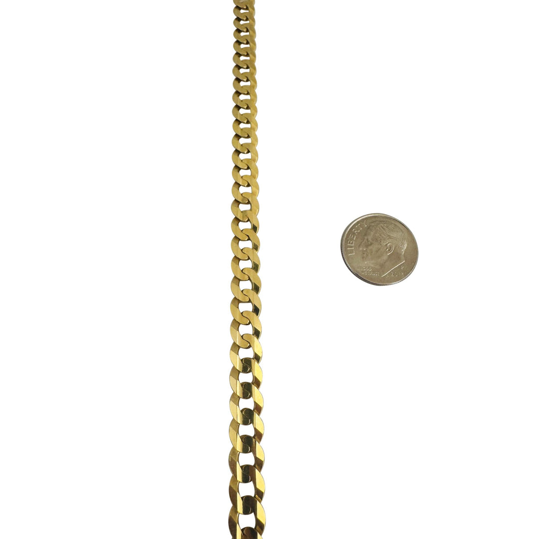 14k Yellow Gold 33.4g Solid Flat 7mm Curb Link Chain Necklace Italy 24"