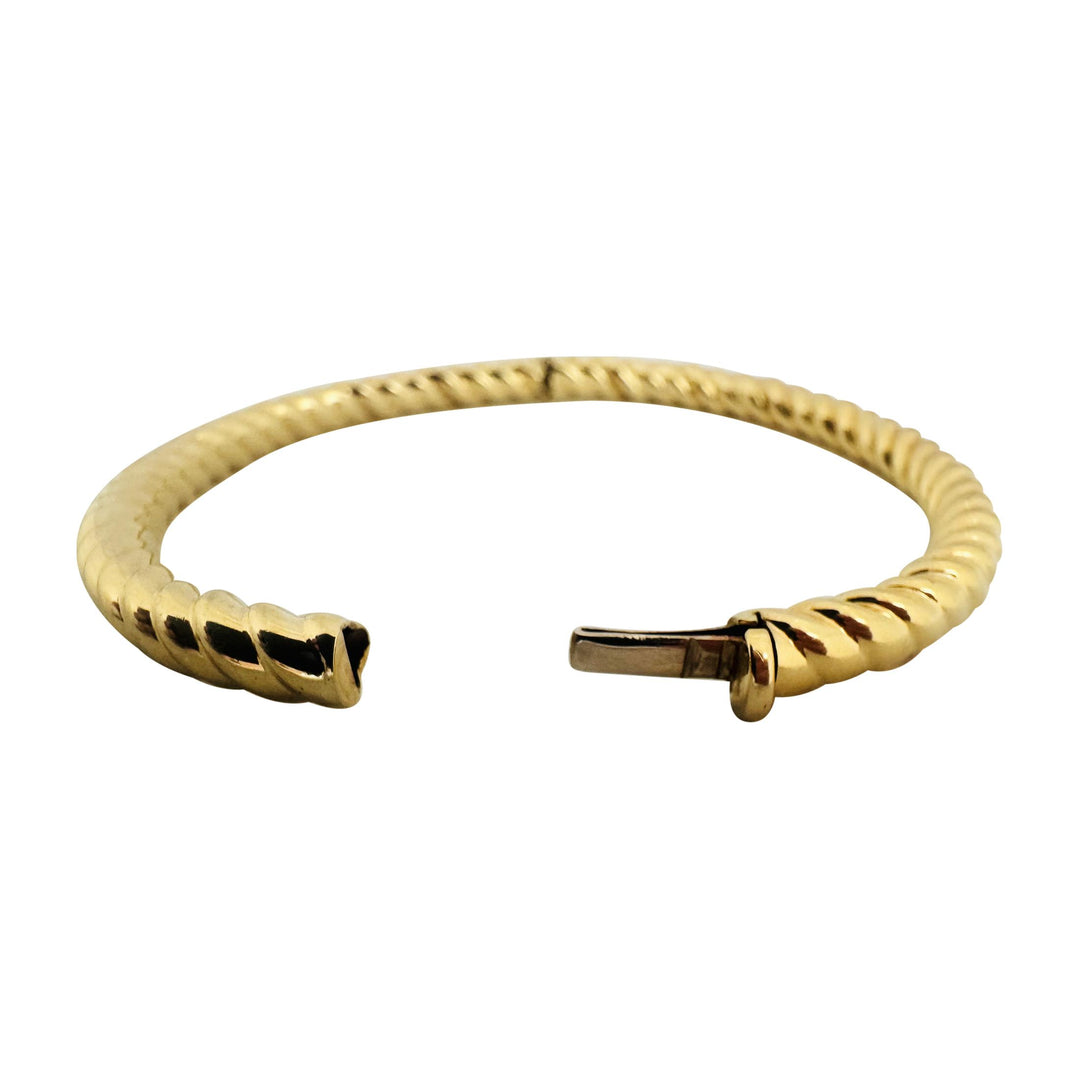 14k Yellow Gold 12.8g Solid 5mm Spiral Twisted Bangle Bracelet Italy 7"