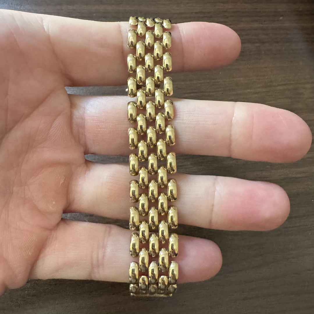 14k Yellow Gold 30.5g Vintage Heavy 16mm Panther Link Bracelet Italy 7.75"