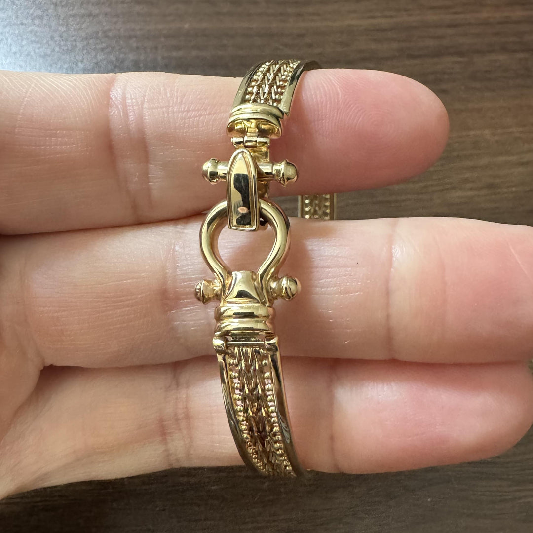 14k Yellow Gold 17g Imperial Gold 8.5mm Fancy Bangle Bracelet 7.5"