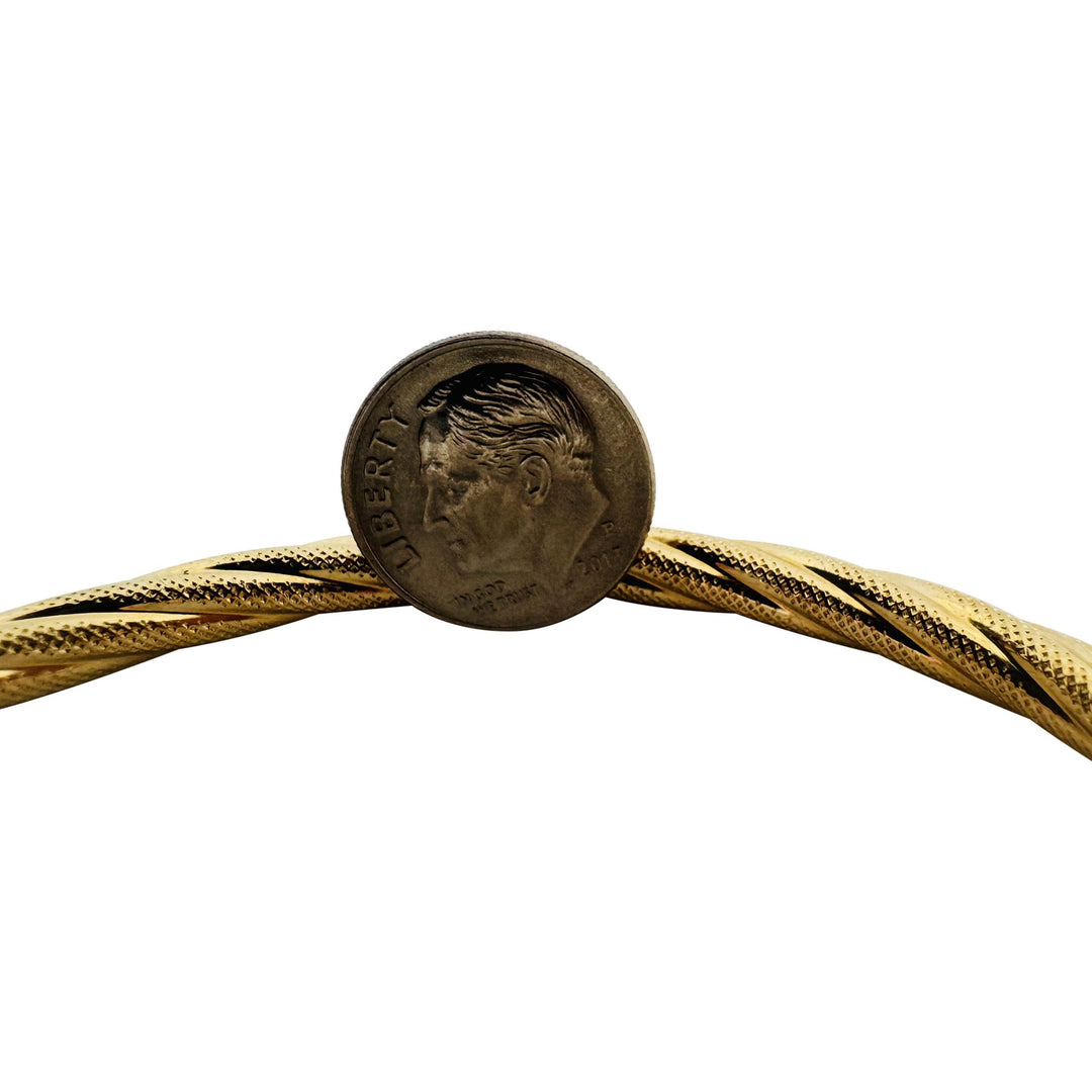 14k Yellow Gold 6.9g Ladies Textured 5mm Twisted Spiral Bangle Bracelet Italy 7"