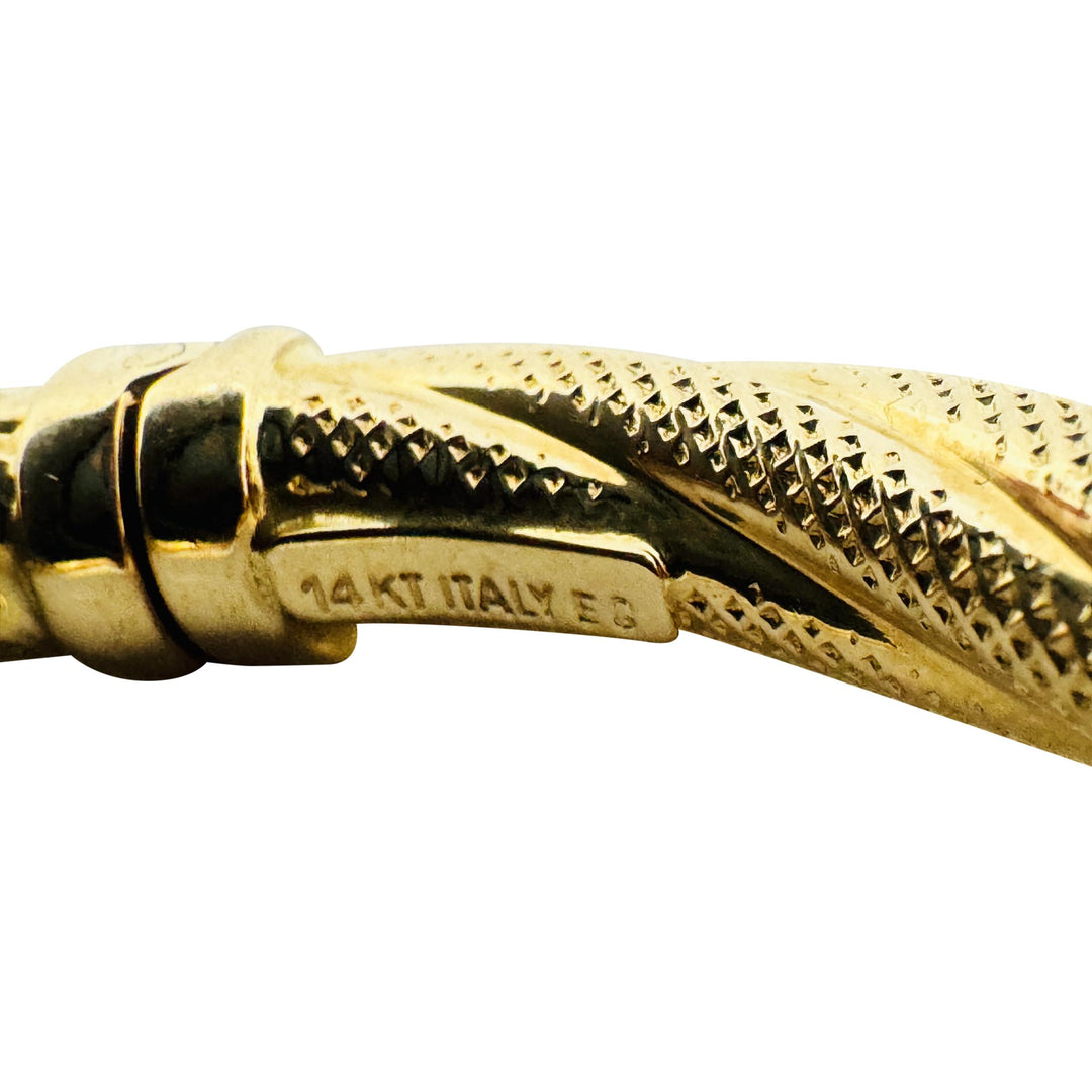 14k Yellow Gold 6.9g Ladies Textured 5mm Twisted Spiral Bangle Bracelet Italy 7"
