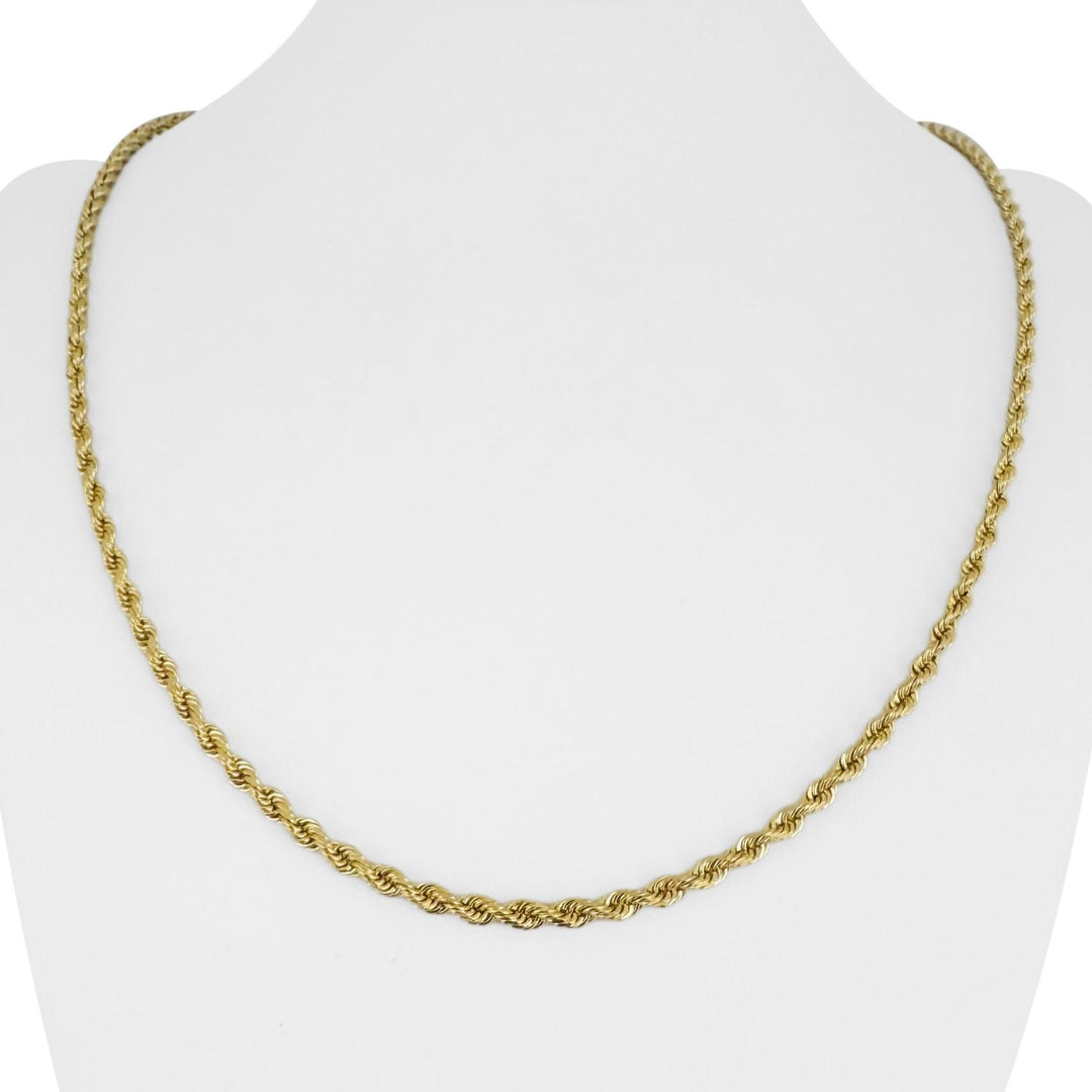 14k Yellow Gold 16.8g Solid Diamond Cut 3mm Rope Chain Necklace 22"