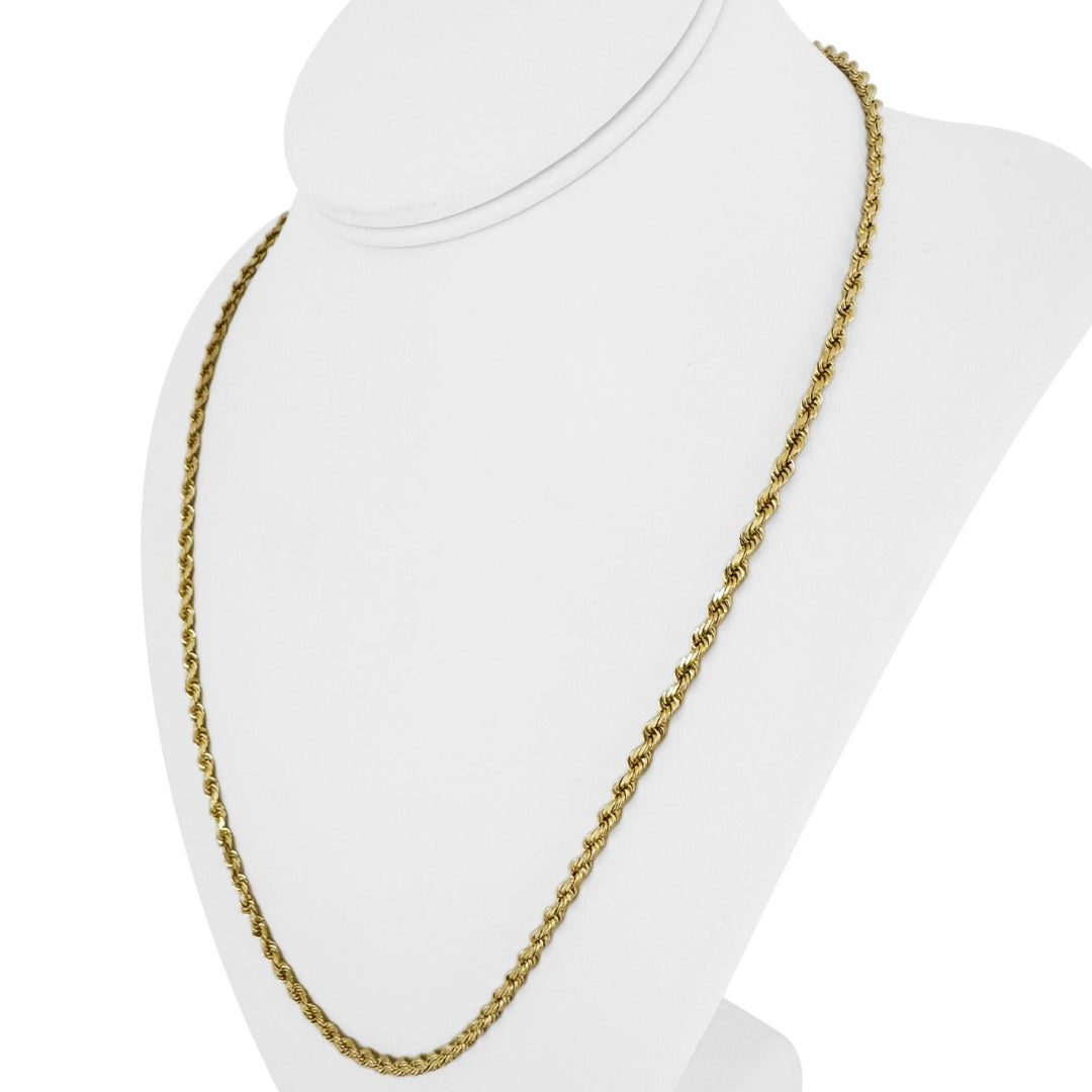 14k Yellow Gold 16.8g Solid Diamond Cut 3mm Rope Chain Necklace 22"