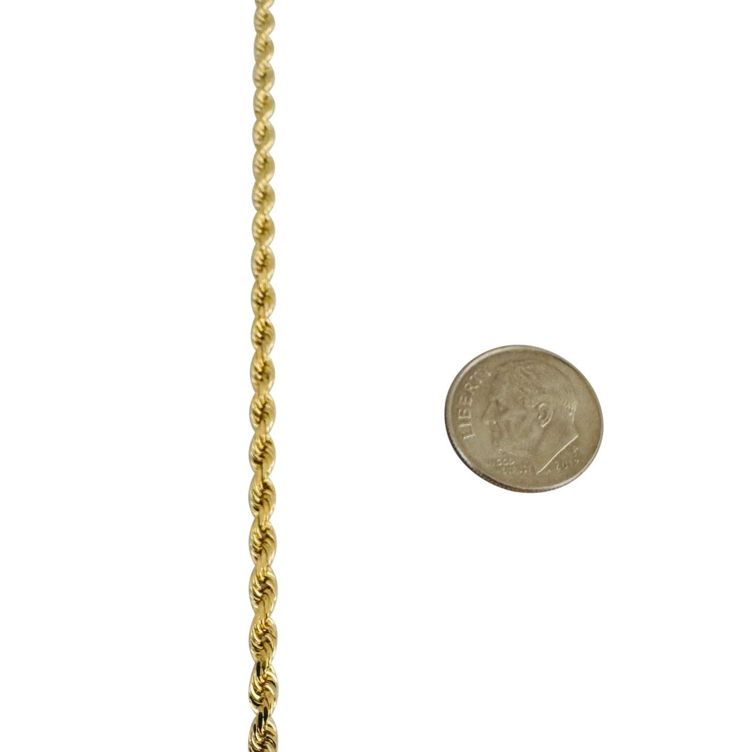 14k Yellow Gold 16.8g Solid Diamond Cut 3mm Rope Chain Necklace 22"