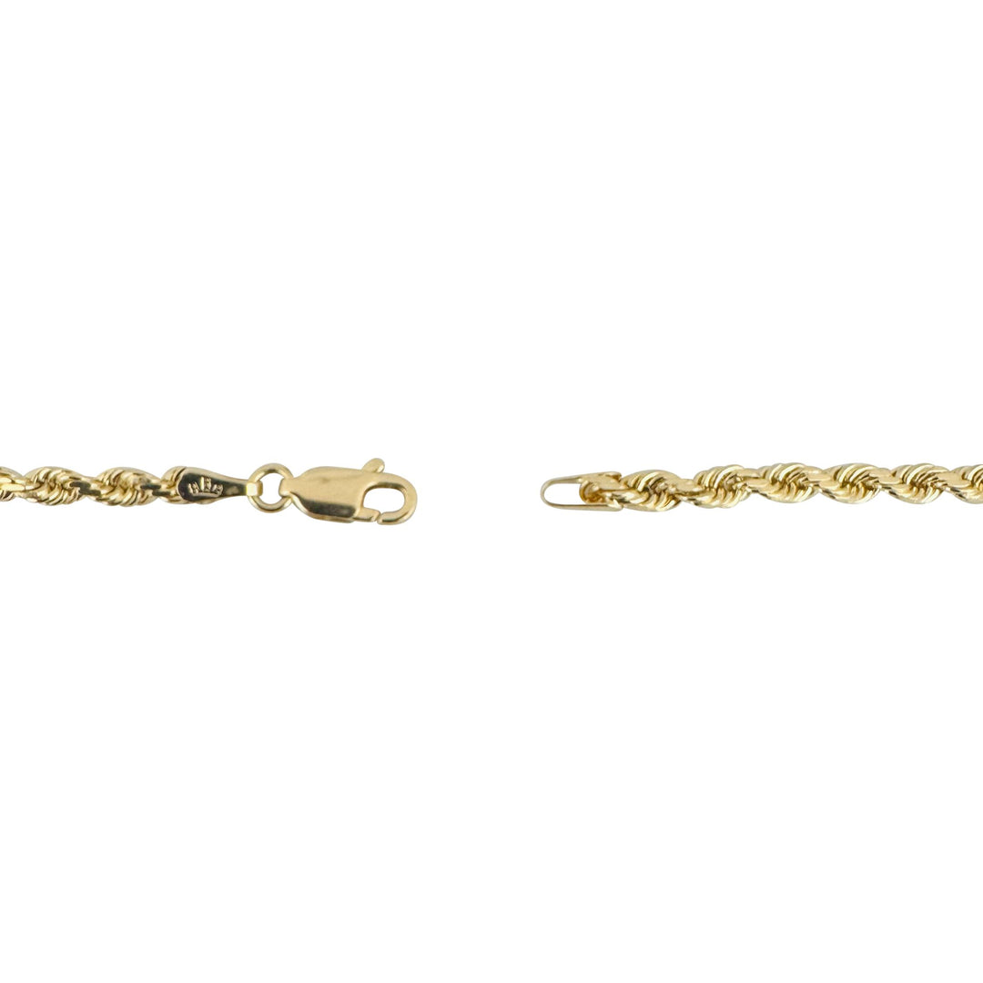 14k Yellow Gold 16.8g Solid Diamond Cut 3mm Rope Chain Necklace 22"