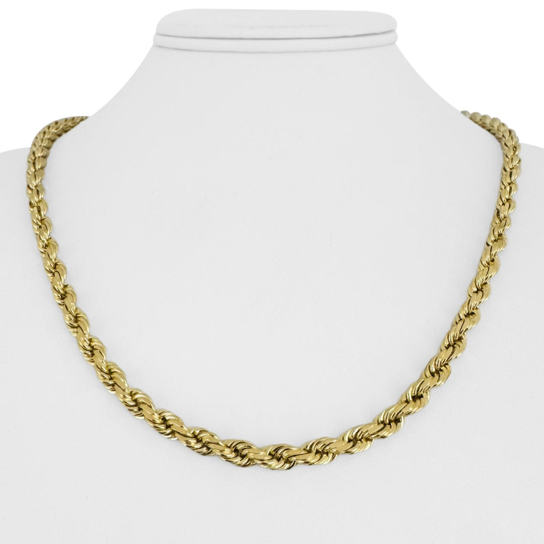 10k Yellow Gold 43.8g Solid Diamond Cut 5mm Rope Chain Necklace 20"