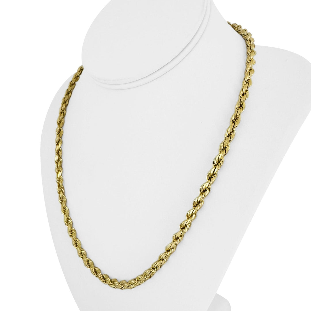 10k Yellow Gold 43.8g Solid Diamond Cut 5mm Rope Chain Necklace 20"