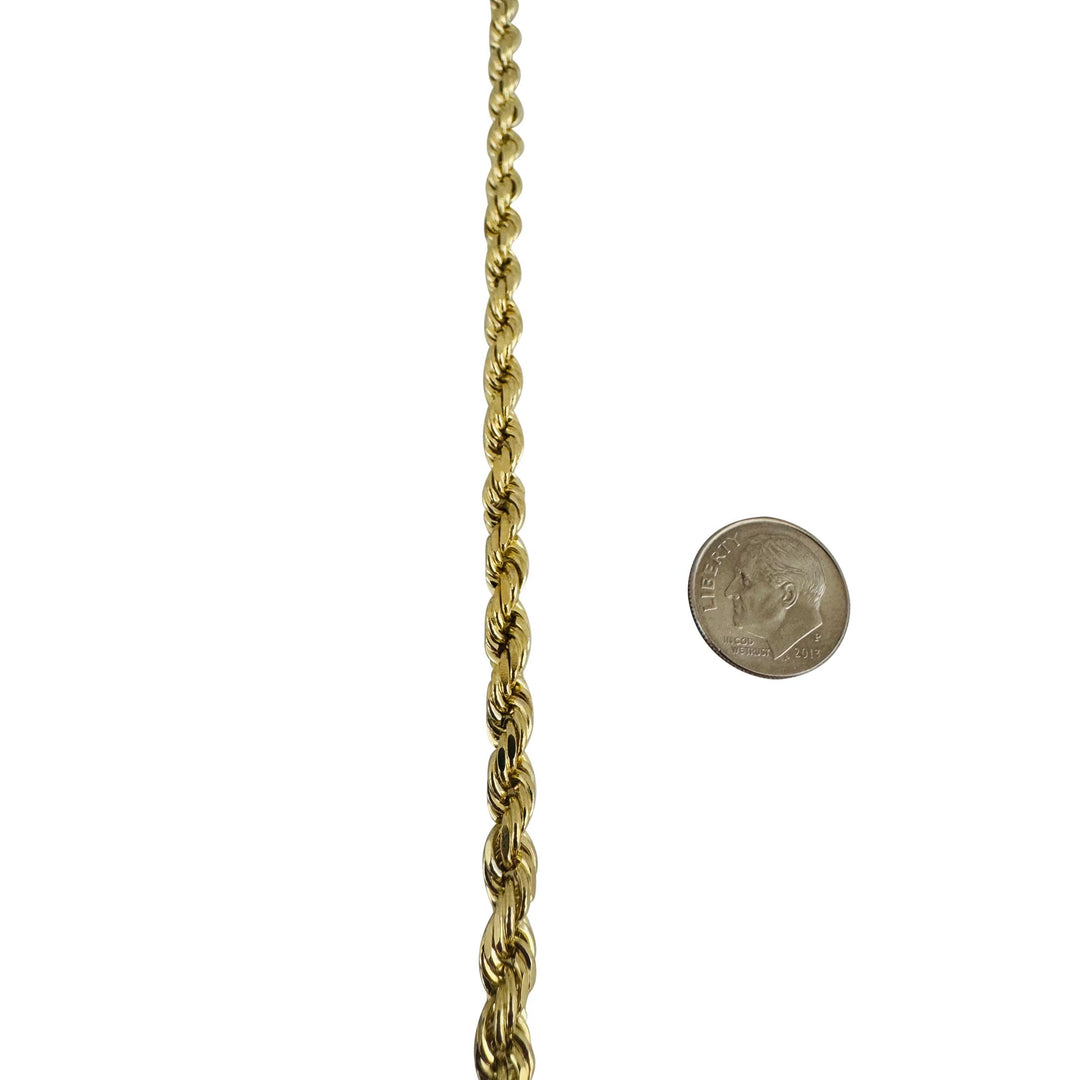 10k Yellow Gold 43.8g Solid Diamond Cut 5mm Rope Chain Necklace 20"