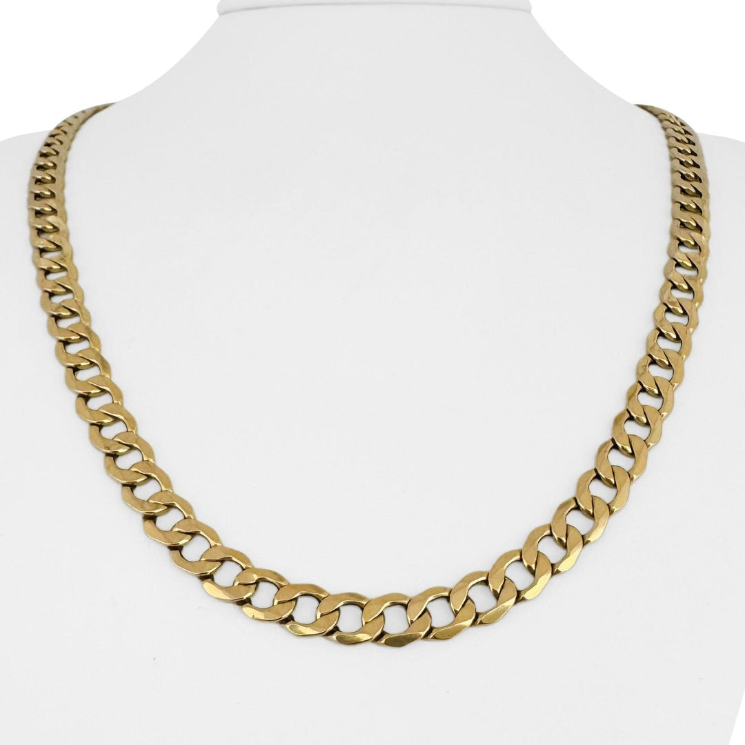 10k Yellow Gold 11.4g Hollow Light 7mm Curb Link Chain Necklace Italy 22"
